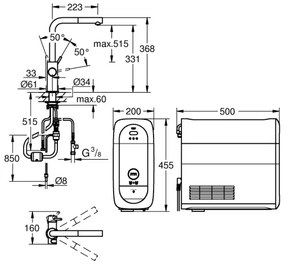 GROHE 31539000 - Baterie pentru chiuvetă BLUE HOME, pipa în L, crom lucios