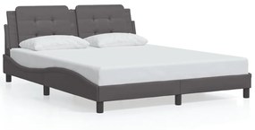 3214120 vidaXL Cadru de pat cu lumini LED, gri, 160x200 cm, piele ecologică