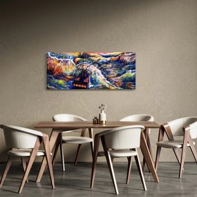 Tablou - Navă pe valurile oceanului, aquarelă (120x50 cm)
