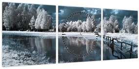 Tablou - Peisaj înghețat (cu ceas) (90x30 cm)