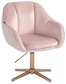 HR2055CROSS Scaun Roz Pudra din Catifea cu Bază Aurie