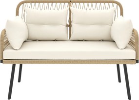 Outsunny Canapea de grădină cu perne Canapea 2 locuri Outdoor Balcon Canapea din ratan Polyrattan 115 x 61 x 82 cm Lemn natural | Aosom Romania
