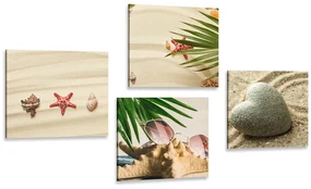 Set tablouri natura moartă a unei plaje cu nisip