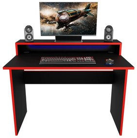 Masă PC gaming Adapt (Negru + Roșu) (cu iluminat LED RGB). 1054991