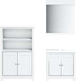 vidaXL Set mobilier baie, 3 piese, „BERG”, alb, lemn masiv de pin