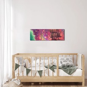 Tablou - Cerul spațial cu navă (cu ceas) (90x30 cm)