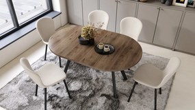 Mazzoni ALMO Nuc Elegant/picioare negre - MASĂ ROTUNDĂ EXTENSIBILĂ CU PICIOARE ÎN FORMĂ DE Y STIL LOFT PENTRU SALON/SUFRAGERIE