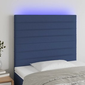 Tablie de pat cu LED, albastru, 80x5x118 128 cm, textil 1, Albastru, 80 x 5 x 118 128 cm