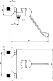 Corio Baterie pentru duș, cu mâner Clinic - ECO-cartuș Finisaj: Crom BFCE040C