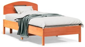 3207240 vidaXL Cadru de pat cu tăblie, maro ceruit, 90x190 cm, lemn masiv pin