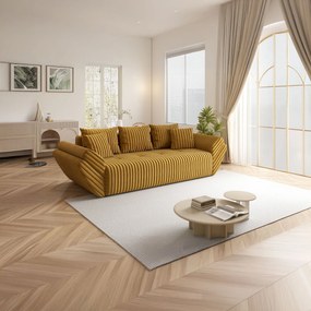 Canapea extensibilă dumonde cu ladă de depozitare si sezut confortabil din spuma high-density, Berlin Ambience Mustar 250x100 cm