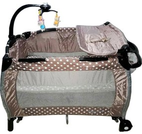 Patut Pliant rotund cu balansoar, Tarc copii Baby Care™ ROUND NEST, Pliabil pe 2 Niveluri cu muzica si Masa infasat, Jucarie Carusel cu jucarii din