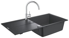 Set chiuveta compozit Grohe K400 60 cm negru si baterie BauClassic