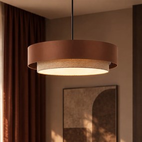 Lampă suspendată modernă bronz închis cu taupe 50cm 3 lumini - Drum Duo