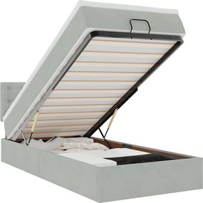 vidaXL Cadru de pat otoman cu saltea Gri deschis 90x200cm catifea