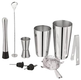 Set shakere si accesorii pentru cocktail Kinghoff KH 1708, 9 buc, 600/750 ml, Inox