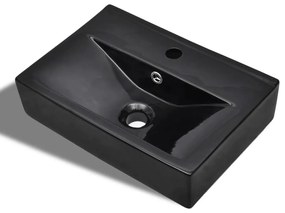 Chiuveta baie loc robinet preaplin negru ceramic dreptunghiular