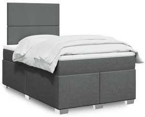 vidaXL Pat box spring cu saltea, gri închis, 120x200 cm, textil