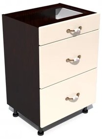 Corp inferior 50 cu 3 sertare metalice pentru greutate Zebra MDF vanilie simplu