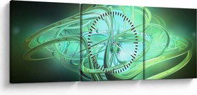 Tabloul cu abstracție verde (cu ceas) (90x30 cm)