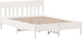 vidaXL Cadru de pat fără saltea, alb, 140x200 cm, lemn masiv pin