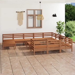 3083312 vidaXL Set mobilier grădină, 12 piese, maro miere, lemn masiv de pin