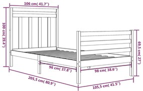 Cadru de pat, 100x200 cm, lemn masiv Maro, 100 x 200 cm