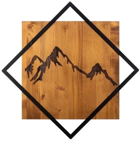 Decorațiune de perete 54x54 cm lemn/metal munți