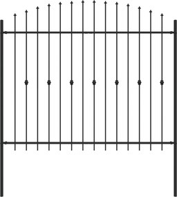 vidaXL Gard cu țărușe Negru 200 x 200 cm Oțel vopsit electrostatic