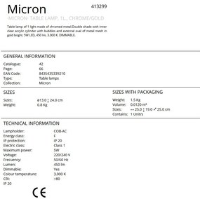 Veioza LED design modern Micron crom/auriu
