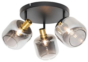 Smart Plafonieră cu spoturi negre cu auriu și sticlă fumurie Incl. 3 Wifi P45 - Zuzanna