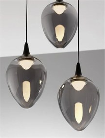 Lustra moderna cu 3 pendule LED, Metal, Sticla, Fumuriu, Nali