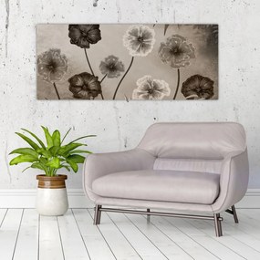 Tablou - Flori desenate (120x50 cm)