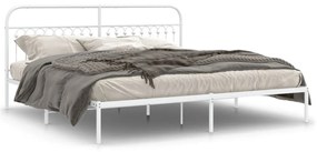 376655 vidaXL Cadru de pat metalic cu tăblie, alb, 193x203 cm