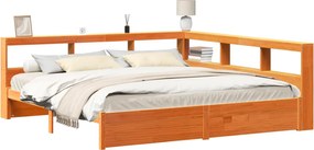 vidaXL Pat bibliotecă cu headboard 2 pcs Maroniu cerat 200 x 200 cm