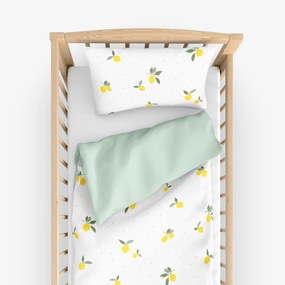 Goldea lenjerie pătuț din 100% bumbac duo - lămâie cu mentă deschisă 100 x 135 și 40 x 60 cm