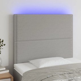 3122274 vidaXL Tăblie de pat cu LED, gri deschis, 100x5x118/128 cm, textil