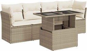 vidaXL Set canapele de grădină cu perne, 5 piese, bej, poliratan