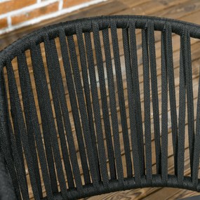 Outsunny Scaune de exterior, set de 2, design boho, perne pentru șezut și spătar, șezut confortabil, cadru metalic, Negru | Aosom Romania