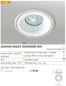 Spot incastrat tavan/plafon ADAMO MIDST DIAMOND WH