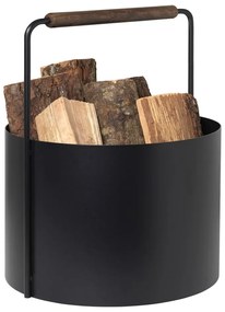 Coș metalic pentru lemne de foc Blomus Fireplace, negru