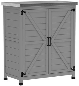 Outsunny Depozit de grădină, dulap exterior cu suprafață de lucru, dulap pentru unelte, lemn masiv, oțel, 79L x 43B x 92H cm, Gri | Aosom Romania
