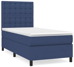 3142055 vidaXL Pat box spring cu saltea, albastru, 80x200 cm, textil