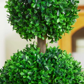 HOMCOM Arbore Buxus Artificial Sferic în Ghiveci 60 cm, Verde, Decorativ pentru Interior/Exterior, Rezistent la UV | Aosom Romania