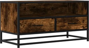 vidaXL Dulap TV stejar fumuriu, 80x34,5x40 cm, lemn prelucrat și metal