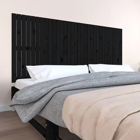 824882 vidaXL Tăblie de pat pentru perete, negru, 204x3x90 cm, lemn masiv pin