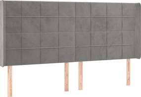 vidaXL Tăblie de pat cu aripioare gri deschis 183x16x118/128cm catifea