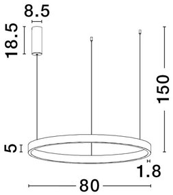 Lustra LED design circular cu iluminat sus si jos ELOWEN argintiu, diametru 80cm