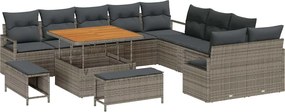 vidaXL Set de canapele pentru grădină cu pernă cu pernă 13 pcs Gri