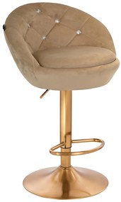 HR948W Scaun Latte din Catifea cu Bază Aurie